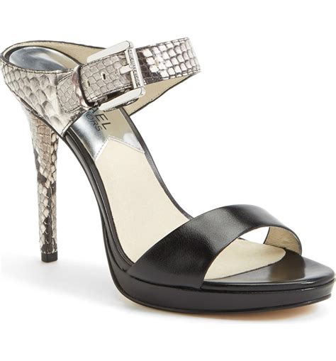 michael michael kors beverly mule black natural leather size 9|Michael Kors Beverly Snakeskin Mules Sandals .